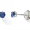 Boucles d'oreilles Oxydes bleues 4 mm (argent)