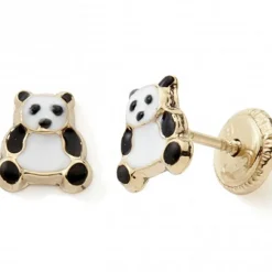 Boucles d'oreilles Panda (or jaune 375°)
