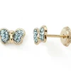 Boucles d'oreilles Papillon bleu (or jaune 375°)