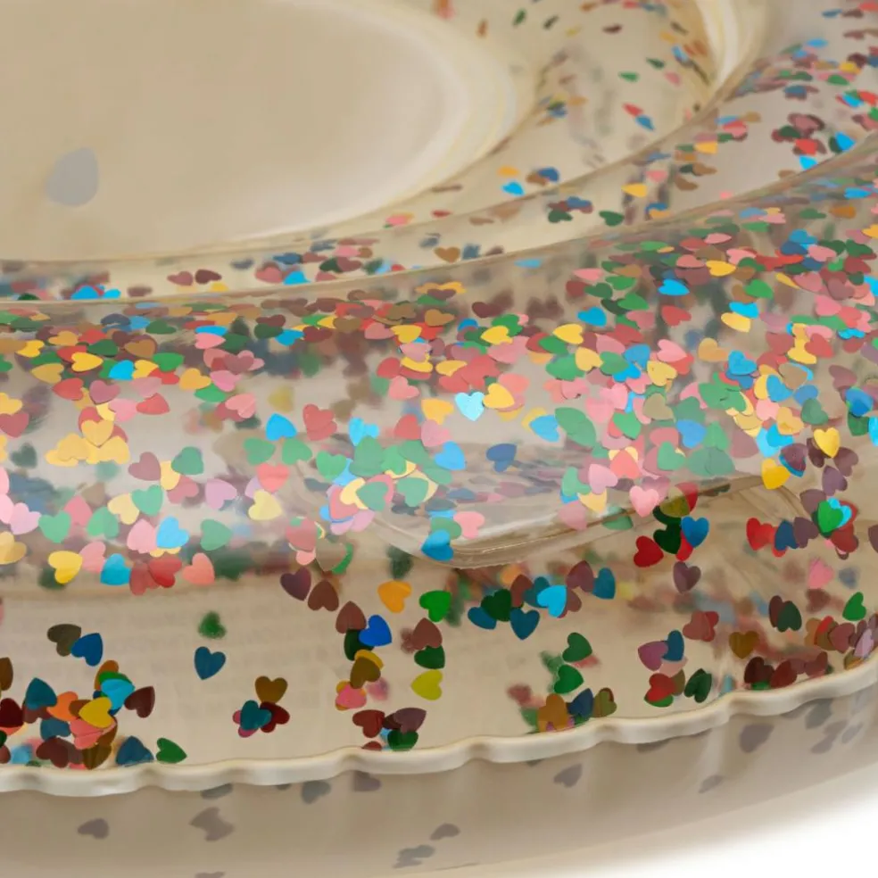 Bouée bébé coeur transparent et paillettes