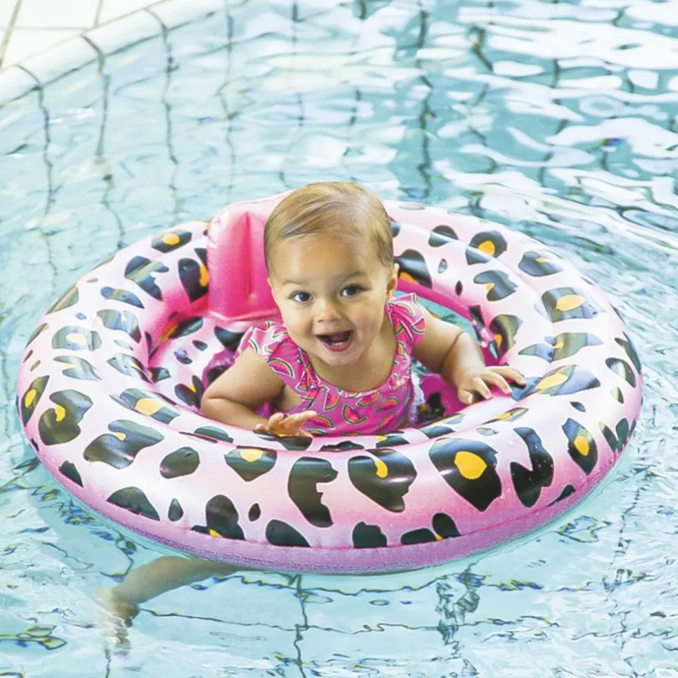 Bouée bébé Léopard rose et doré