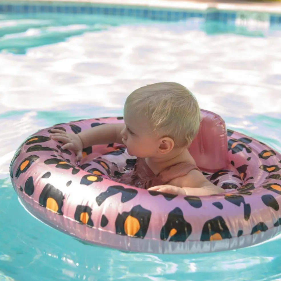 Bouée bébé Léopard rose et doré