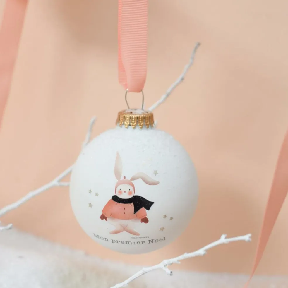 Boule de Noël Lapin x Atelier Oranger (personnalisable)