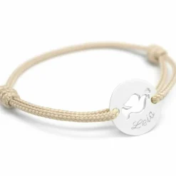 Bracelet cordon enfant Mini jeton colombe (argent 925°)