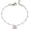 Bracelet Coeur rose 14 + 2,5 cm (argent)