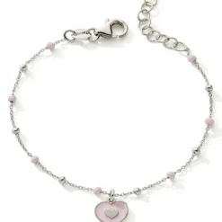 Bracelet Coeur rose 14 + 2,5 cm (argent)
