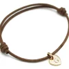 Bracelet cordon 1 charm coeur personnalisable (plaqué or)