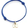 Bracelet cordon 1 charm rond personnalisable (plaqué or)