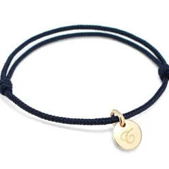 Bracelet cordon 1 charm rond personnalisable (plaqué or)