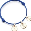 Bracelet cordon 3 charms rond personnalisable (plaqué or)