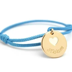 Bracelet cordon Coeur ivoire plaqué or (personnalisable)