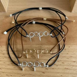 Bracelet cordon coton ciré Papa argent (personnalisable)