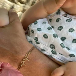 Bracelet cordon coton ciré Papa goldfilled jaune (personnalisable)