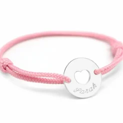 Bracelet cordon enfant Mini jeton coeur (argent 925°)