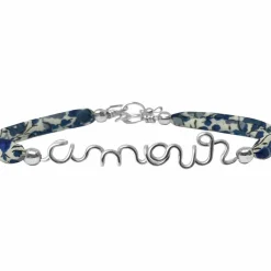 Bracelet cordon liberty Amour argent (personnalisable)