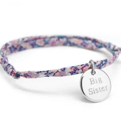 Bracelet cordon liberty Kids médaille ronde personnalisable (argent 925°)