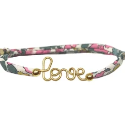 Bracelet cordon liberty Mon petit love jaune (personnalisable)
