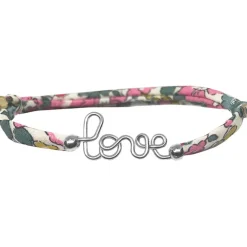Bracelet cordon liberty Mon petit love argent (personnalisable)