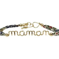 Bracelet cordon liberty Maman goldfilled jaune (personnalisable)