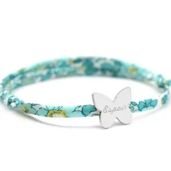Bracelet cordon liberty Papillon personnalisable (argent 925°)