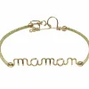 Bracelet cordon paillette Maman goldfilled jaune (personnalisable)