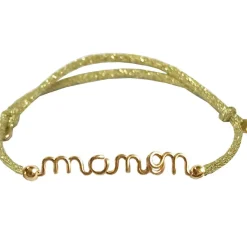 Bracelet cordon paillette Prénom goldfilled jaune (personnalisable)
