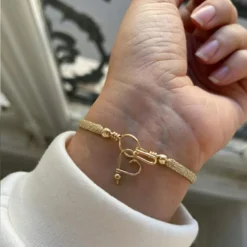 Bracelet cordon paillette Amour goldfilled jaune (personnalisable)