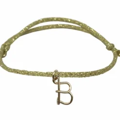 Bracelet cordon paillette Majuscule goldfilled jaune (personnalisable)