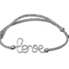 Bracelet cordon paillette Love argent (personnalisable)