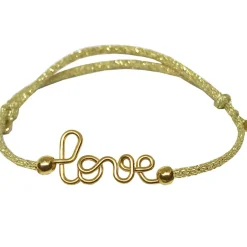 Bracelet cordon paillette Love goldfilled jaune (personnalisable)