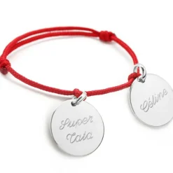 Bracelet cordon Petits Trésors médaille (argent 925°)