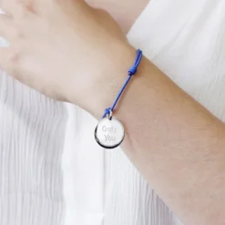 Bracelet cordon Petits Trésors médaille (argent 925°)