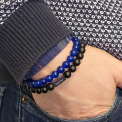 Bracelet papa perles mates personnalisable (acier)