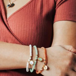 Bracelet Petite pierre fine ovale Amazonite plaqué or