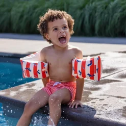 Brassards de natation Baleine rouge-blanc (2-6 ans)