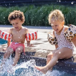 Brassards de natation Baleine rouge-blanc (2-6 ans)