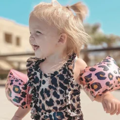 Brassards de natation Léopard rose et doré (0-2 ans)