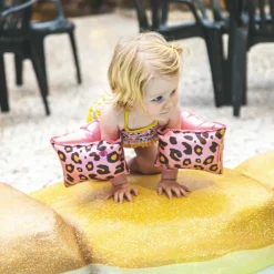 Brassards de natation Léopard rose et doré (0-2 ans)