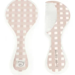 Brosse et peigne carrés Vichy rose