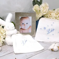 Cadre de naissance métal argenté (personnalisable)