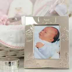 Cadre de naissance métal argenté (personnalisable)