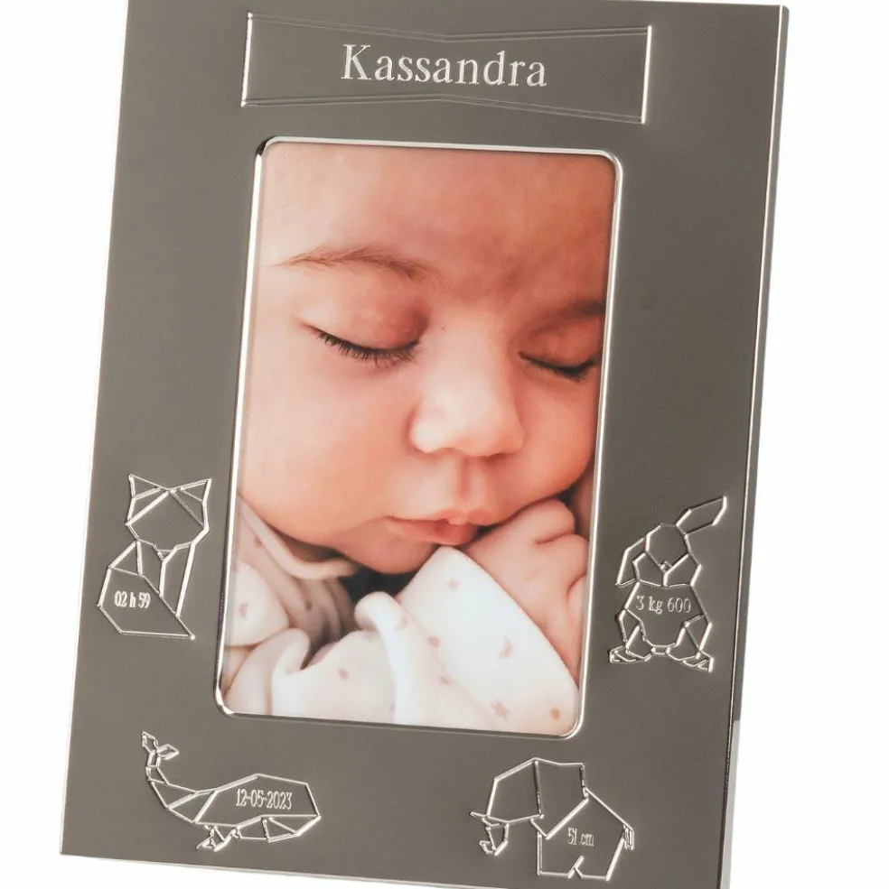 Cadre de naissance métal argenté Kassandra (personnalisable)