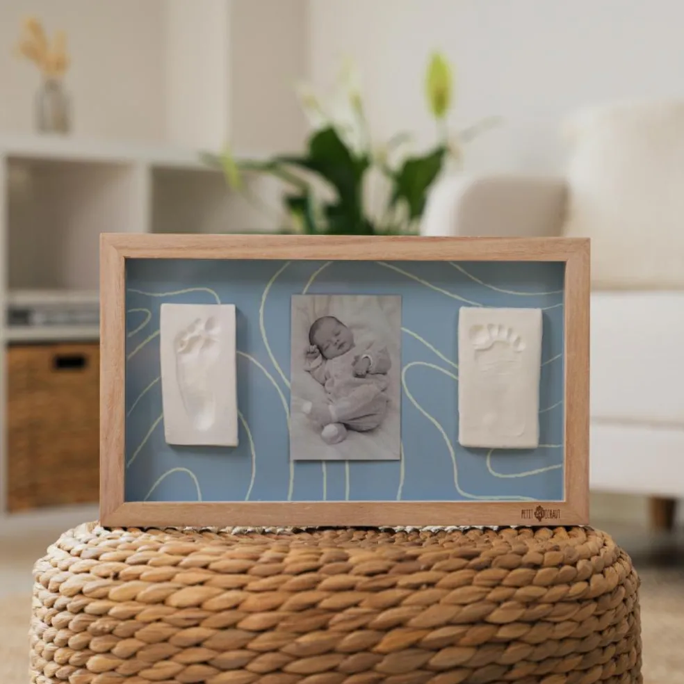 Cadre photo 2 empreintes Blue Abstrait