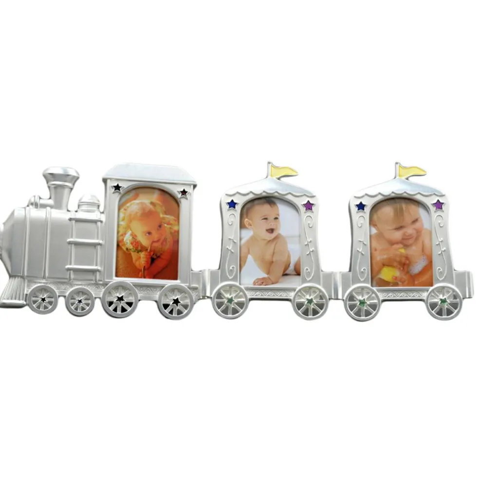 Cadre photo Train 3 photos (métal argenté)