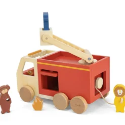 Camion de pompier en bois All animals - Reconditionné