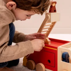 Camion de pompier en bois All animals - Reconditionné