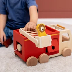 Camion de pompier en bois All animals - Reconditionné