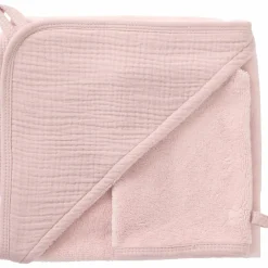 Cape de bain + gant bambou et gaze pétale