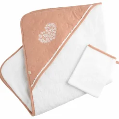 Cape de bain + gant de toilette Petit Cœur