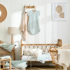 Cape de bain + gant éponge bambou et gaze rayé galet